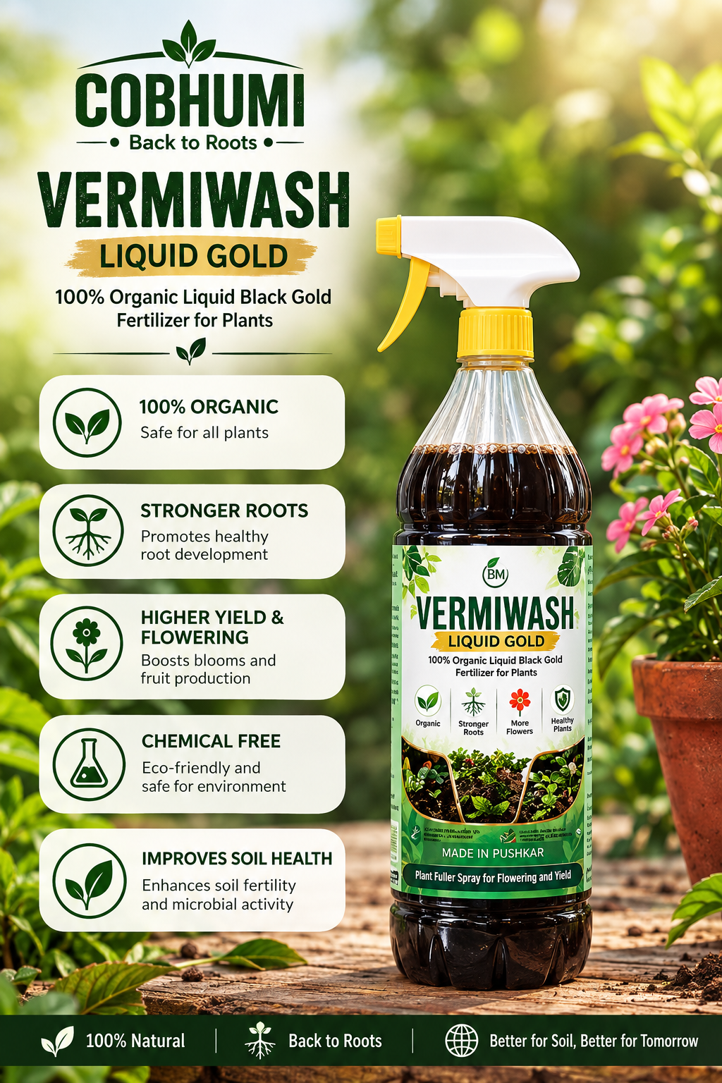 COBHUMI Vermiwash – 100% Natural Organic Liquid Fertilizer | Plant Growth Booster & Soil Health Enhancer - Image 3
