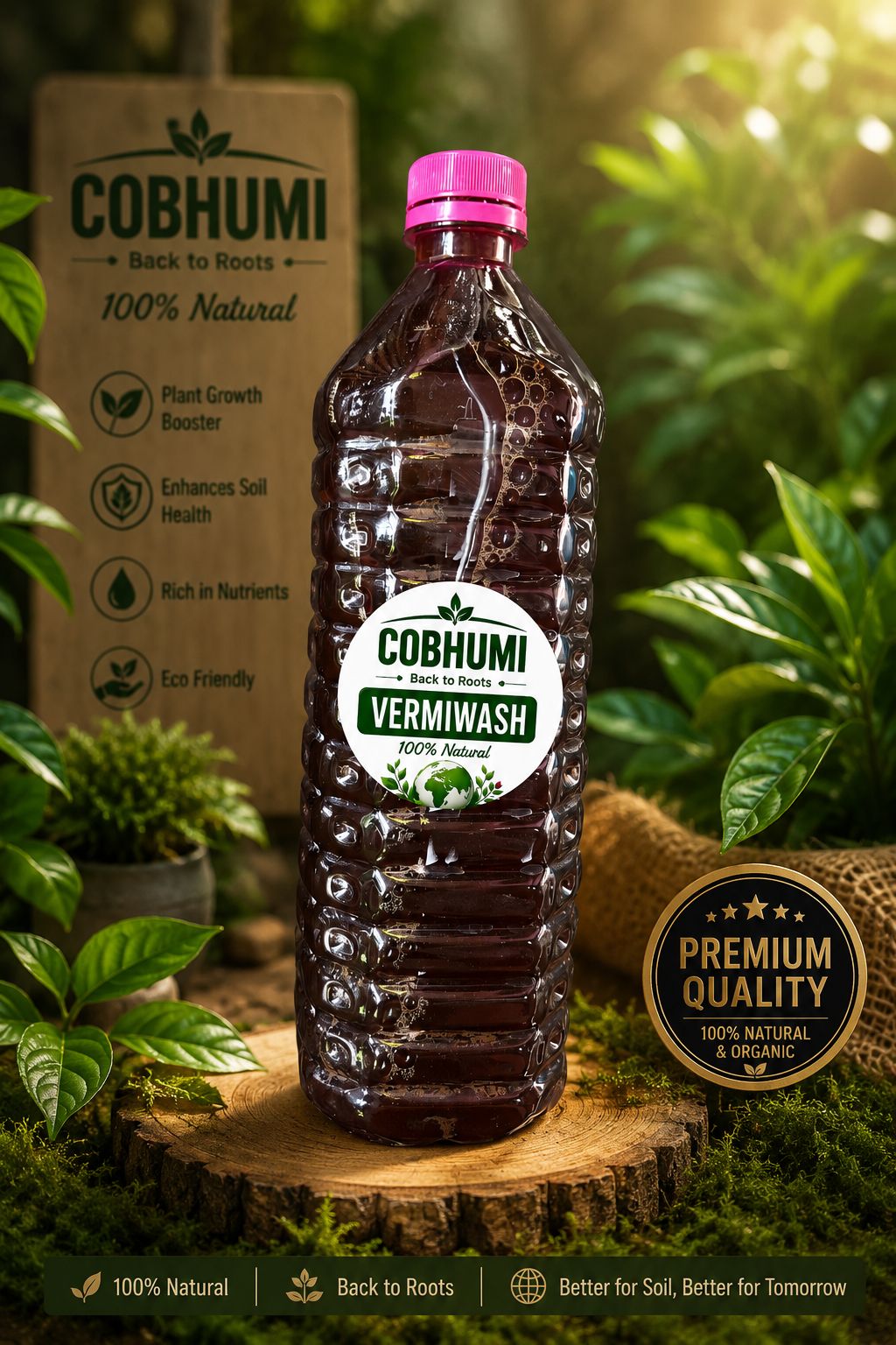 COBHUMI Vermiwash – 100% Natural Organic Liquid Fertilizer | Plant Growth Booster & Soil Health Enhancer